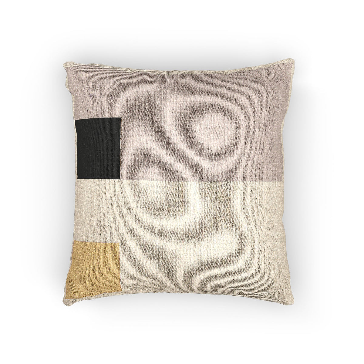 Architectural Color Block Throw Pillow – Beige, Black, Mustard & White