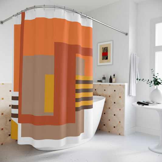Bold Abstract Striped Shower Curtain – Modern Color Block Accent