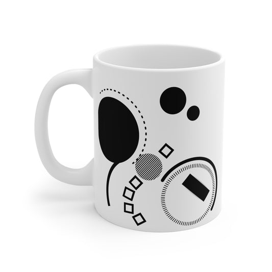 Zen Arc Mug | 11oz Ceramic Coffee Mug | Minimalist Abstract Line Art in Black