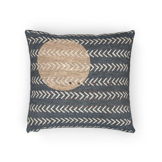 Chevron Eclipse Throw Pillow – Black & White Arrows with Earth-Toned Accents