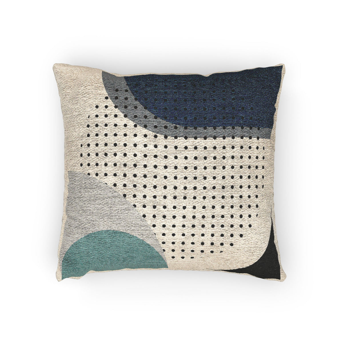 “Echo Void” – Abstract Throw Pillow in Gray, Blue & Black