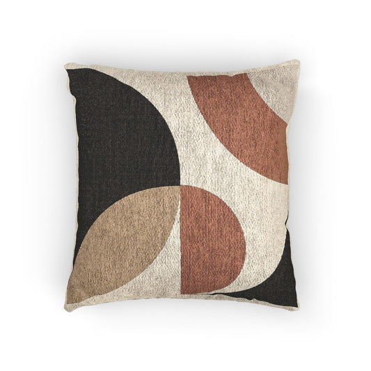 “Intersect Orbit” – Geometric Throw Pillow in Earth & Ink Tones