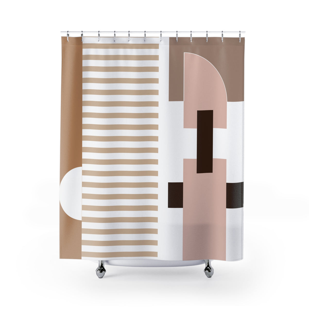 Neutral Abstract Geometric Shower Curtain – Contemporary Minimalist Accent