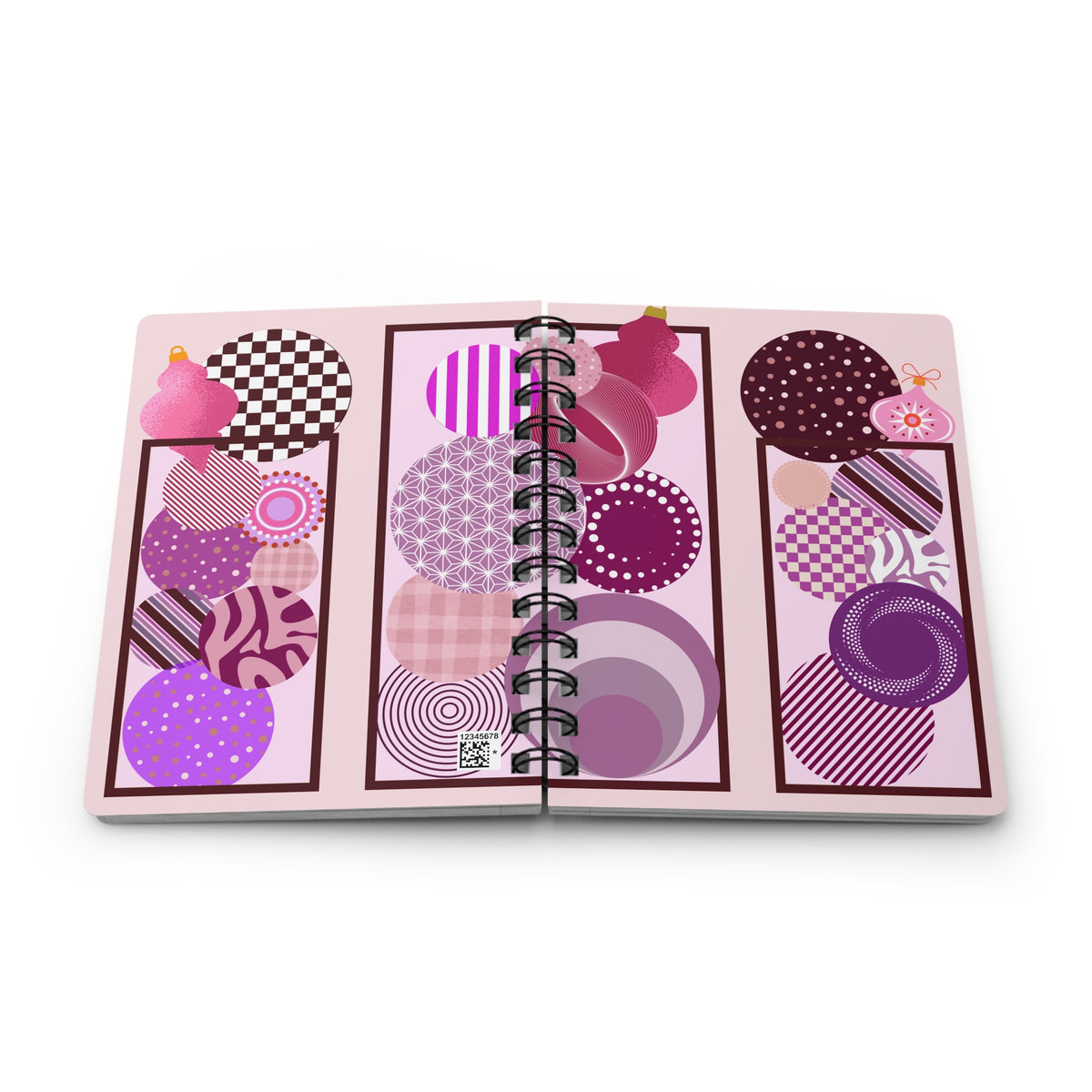 Berry Pink Geometric Christmas Baubles Journal