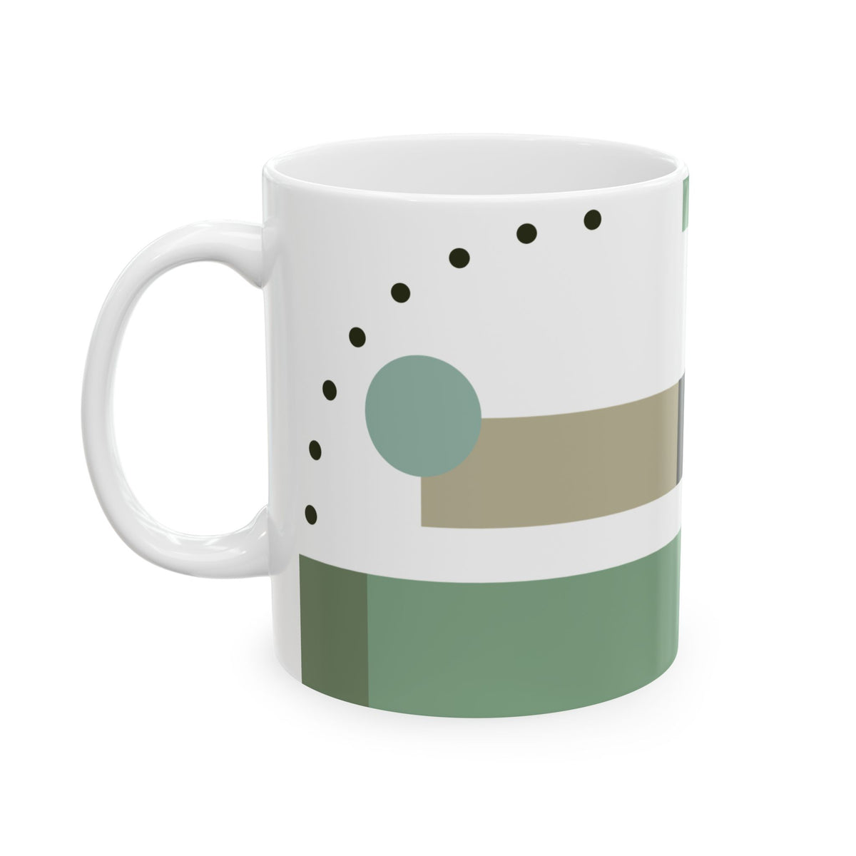 Green Arc & Dotted Pattern Coffee Mug | 11 oz Mug