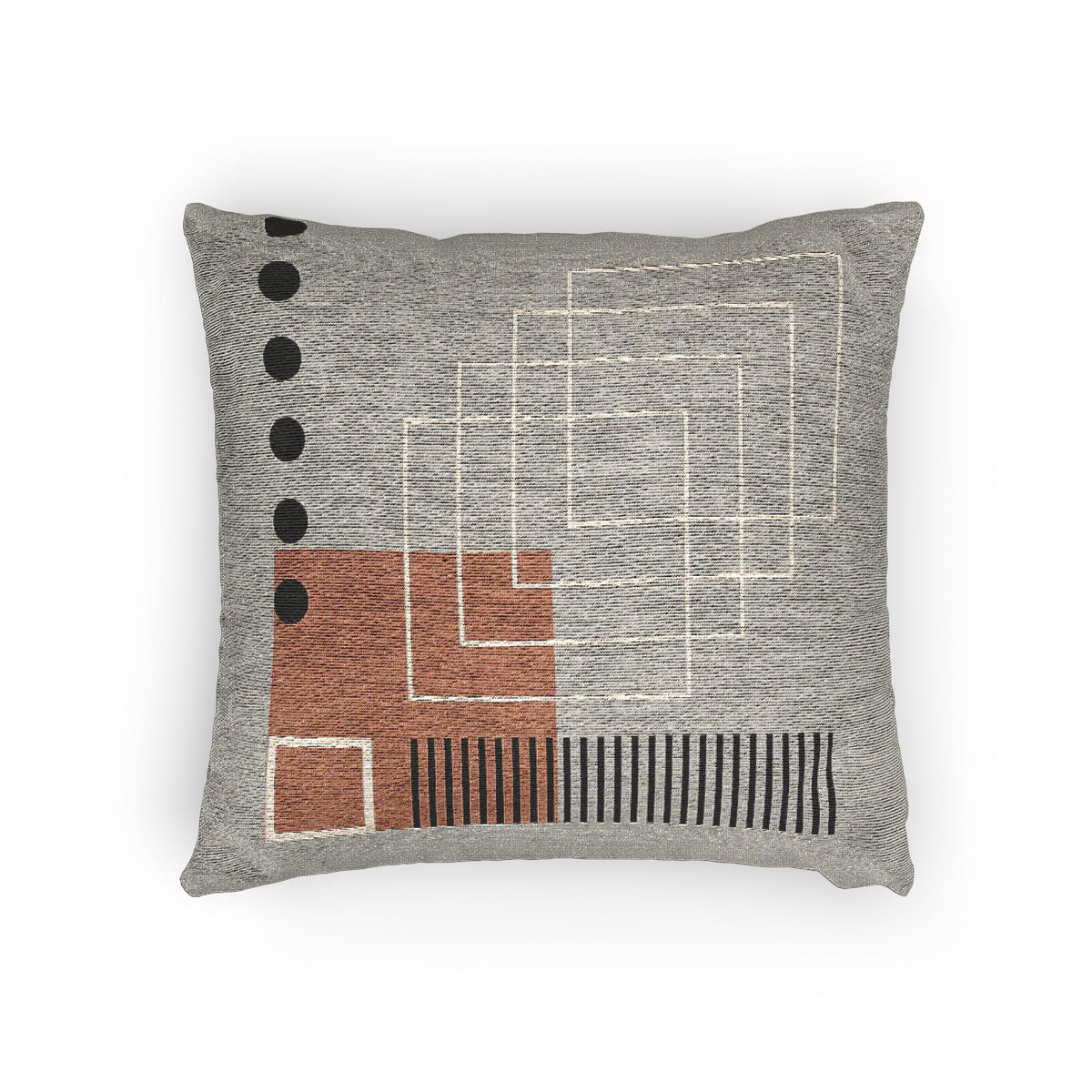 Golden Grid – Geometric Woven Throw Pillow