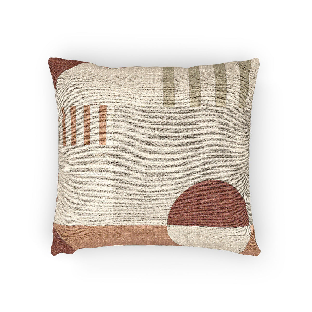 Earthy Minimalist Geometric Throw Pillow – Modern Woven Accent