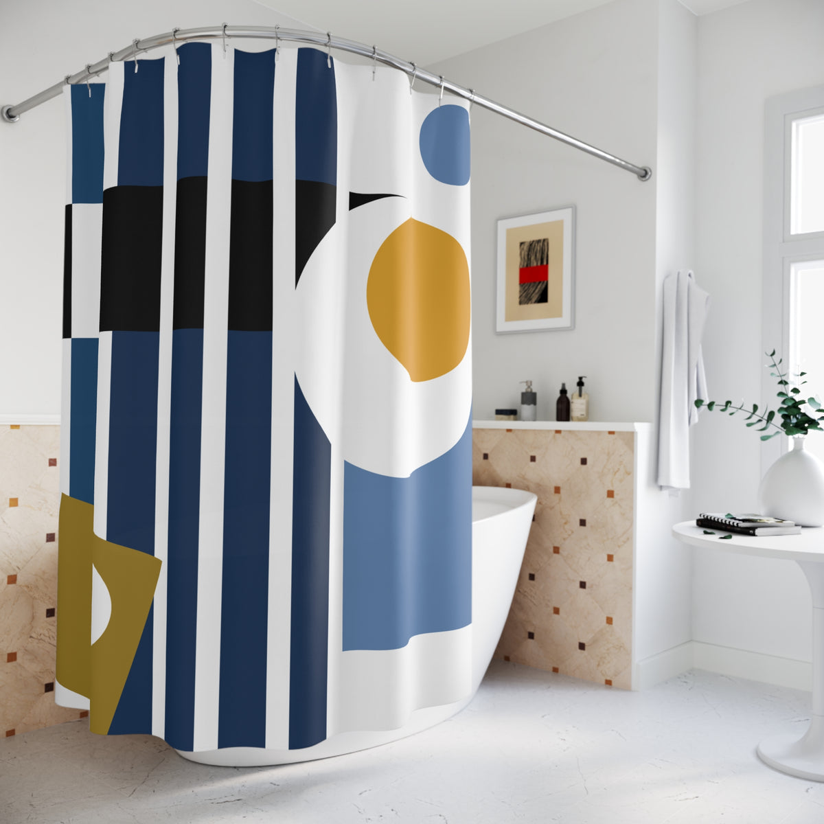 Bold Geometric Circles Shower Curtain – Contemporary Modern Accent