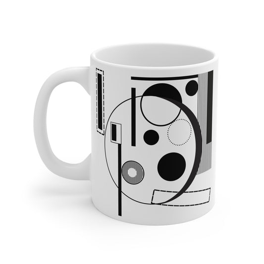 Lunar Arc Mug | 11oz Ceramic Coffee Mug | Black Abstract Minimalist Moon-Inspired Design