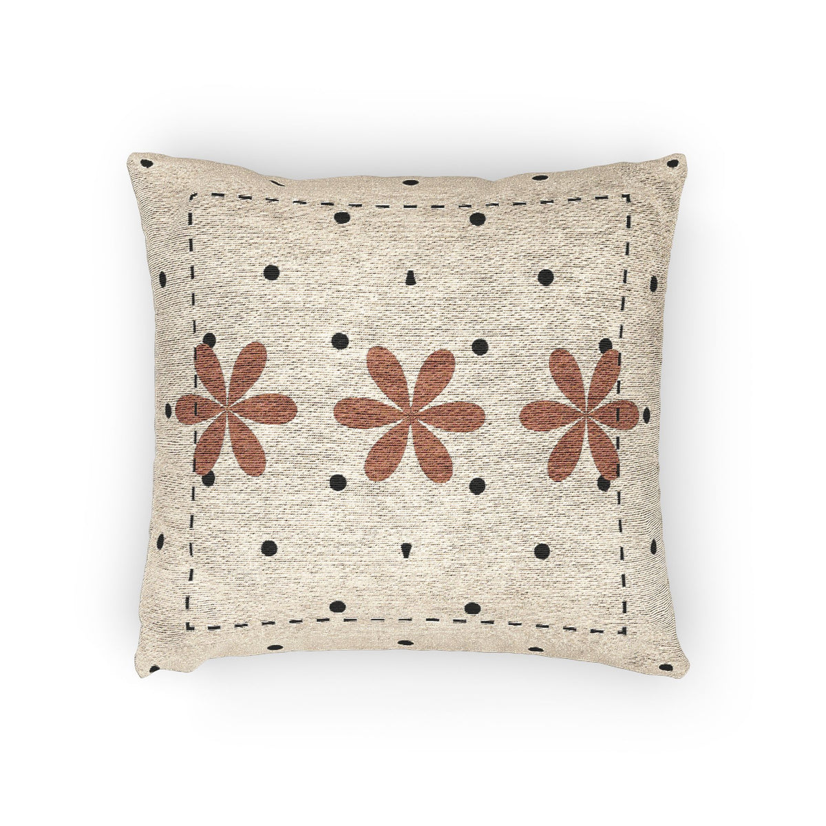 Floral Grid – Geometric Woven Throw Pillow