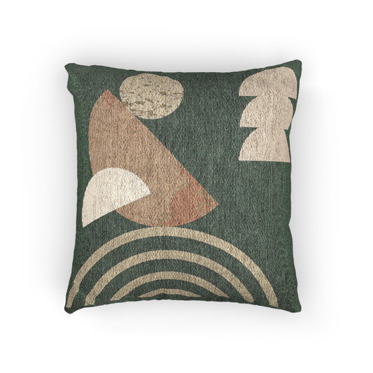 “Ground Signals” – Geometric Throw Pillow in Earth & Sand Tones