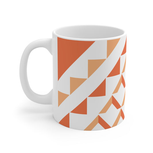 “Diagonal Rhythm” – Geometric Accent Mug in Warm Hues