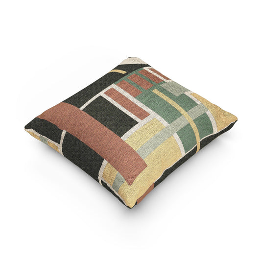 Mid-Century Modern Abstract Throw Pillow | Earthy Geometric Woven-Style Accent Cushion