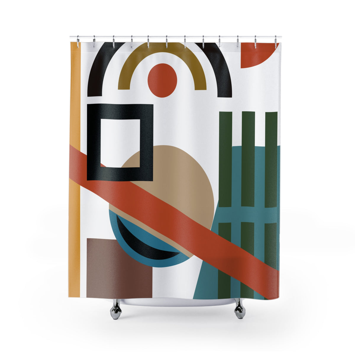 Dynamic Geometry Shower Curtain – Bold Multicolor Abstract