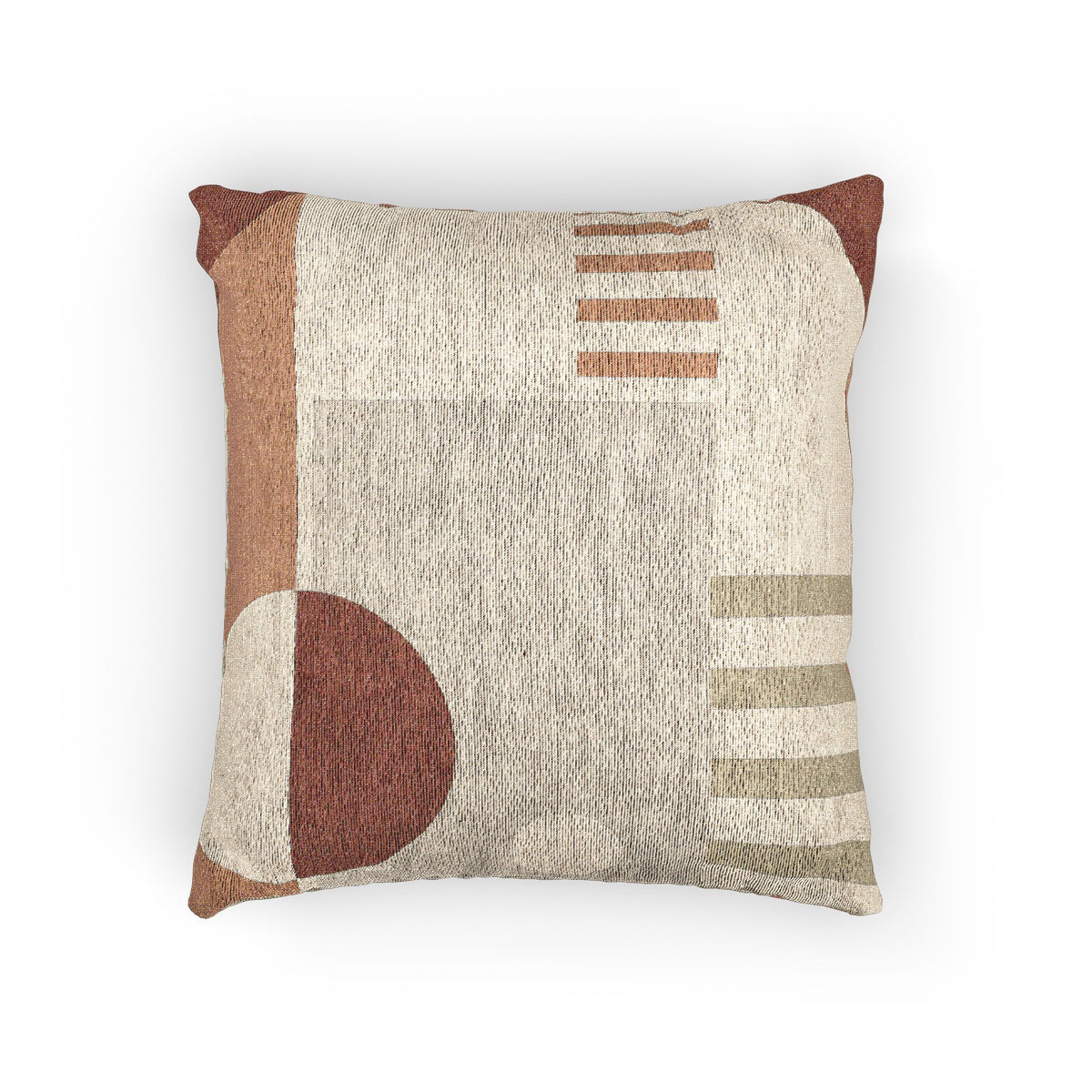 Earthy Minimalist Geometric Throw Pillow – Modern Woven Accent