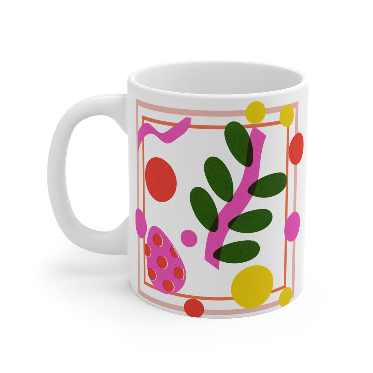 Whimsy Meets Nature – Abstract Botanical Ceramic Mug