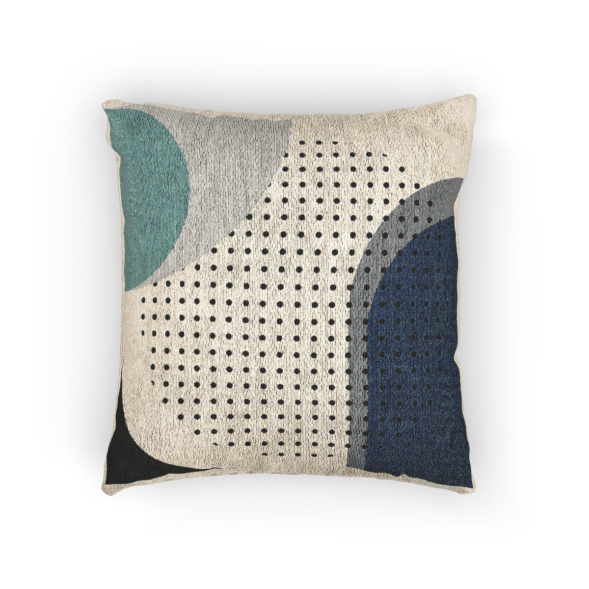“Echo Void” – Abstract Throw Pillow in Gray, Blue & Black