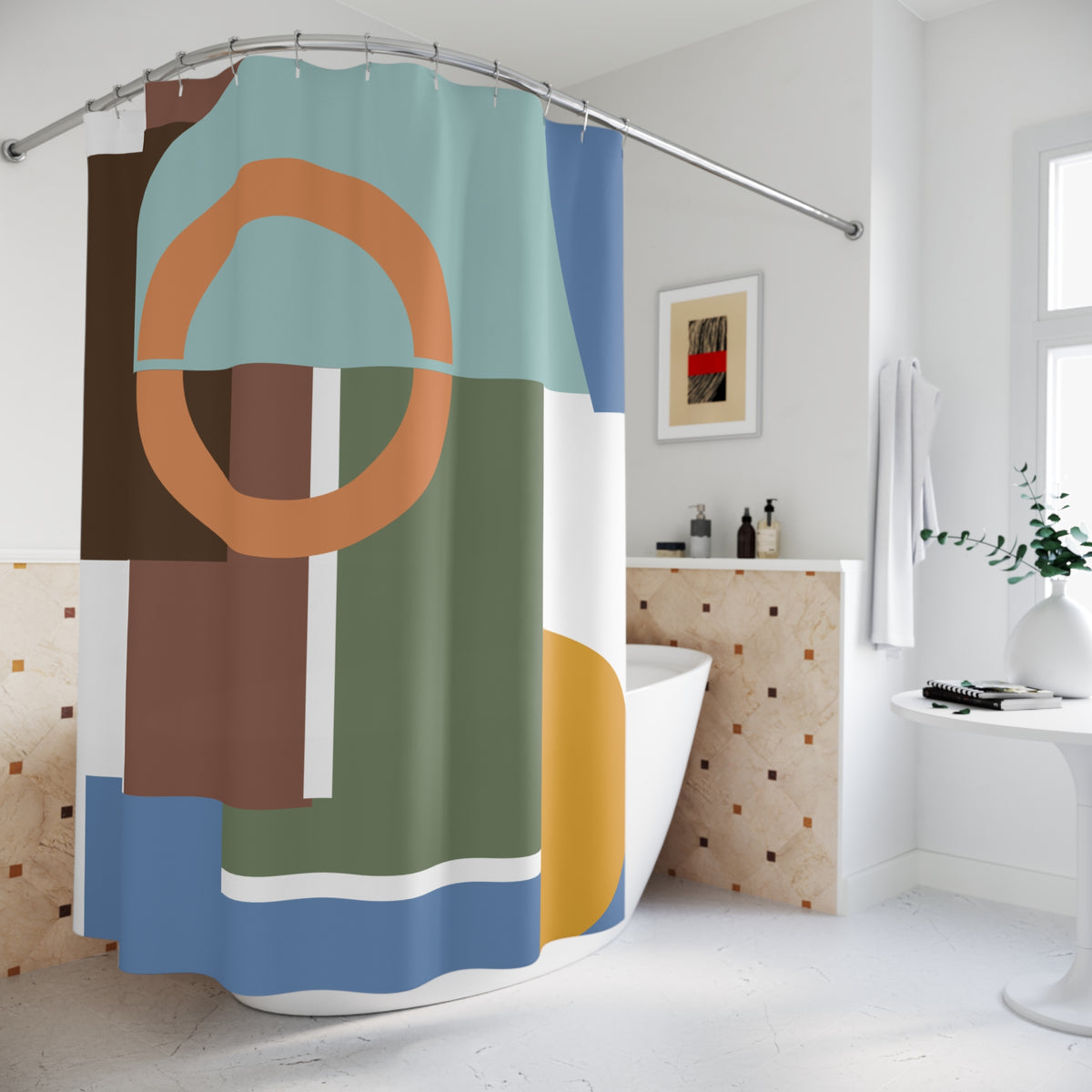 Bold Abstract Geometric Shower Curtain – Modern Color Play