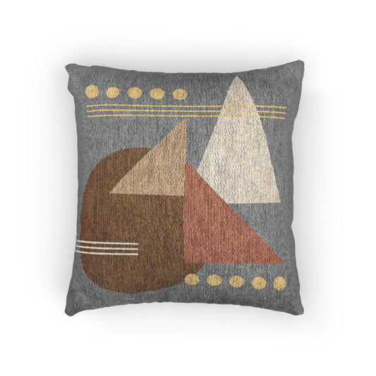 Signal Array Throw Pillow – Triangles, Circles & Lines in Earth & Citrus Tones