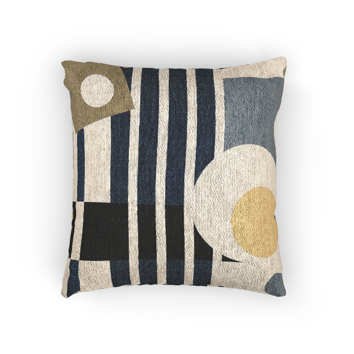Navy & Neutral Geometric Throw Pillow – Modern Artistic Accent