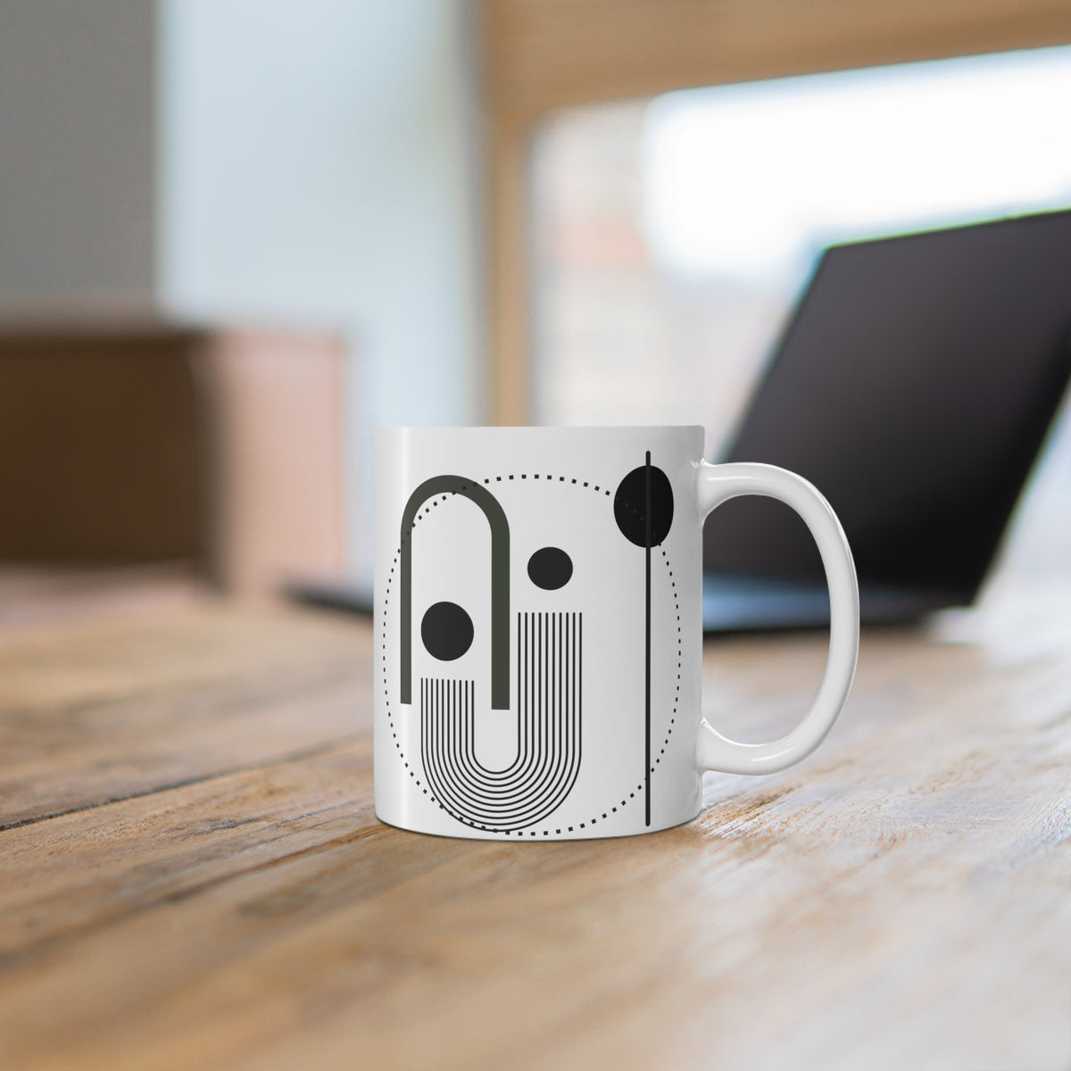 "Urban Echo" Mug | Minimalist Ceramic Mug with Geometric Line Art | Modern Architecture-Inspired Gift