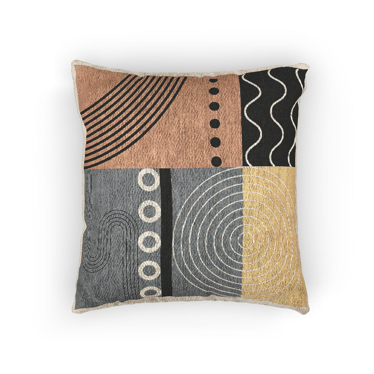 Retro Fusion – Geometric Woven Throw Pillow