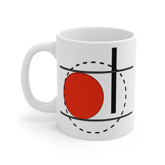 Red Circle Modern Mug | 11oz Ceramic Mug | Bauhaus-Inspired Abstract Design