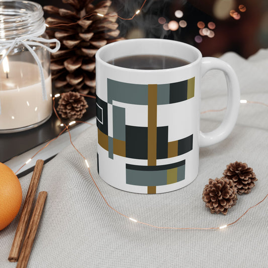 Architectural Geometric Abstract Coffee Mug | Modern Block Art | Bauhaus Inspired Kitchenware| 11 oz Mug