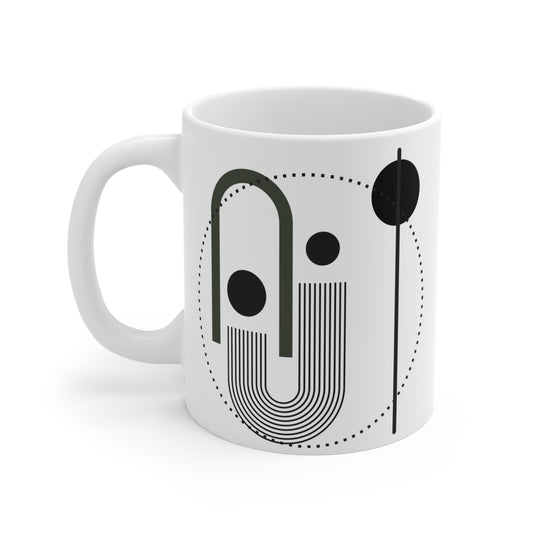 "Urban Echo" Mug | Minimalist Ceramic Mug with Geometric Line Art | Modern Architecture-Inspired Gift