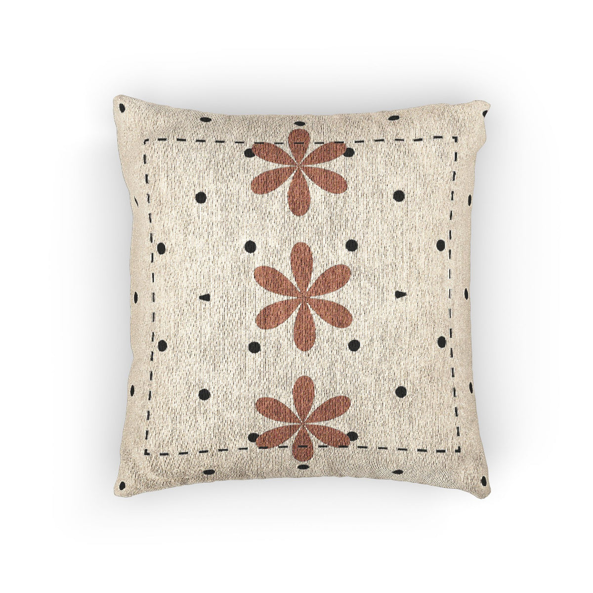 Floral Grid – Geometric Woven Throw Pillow