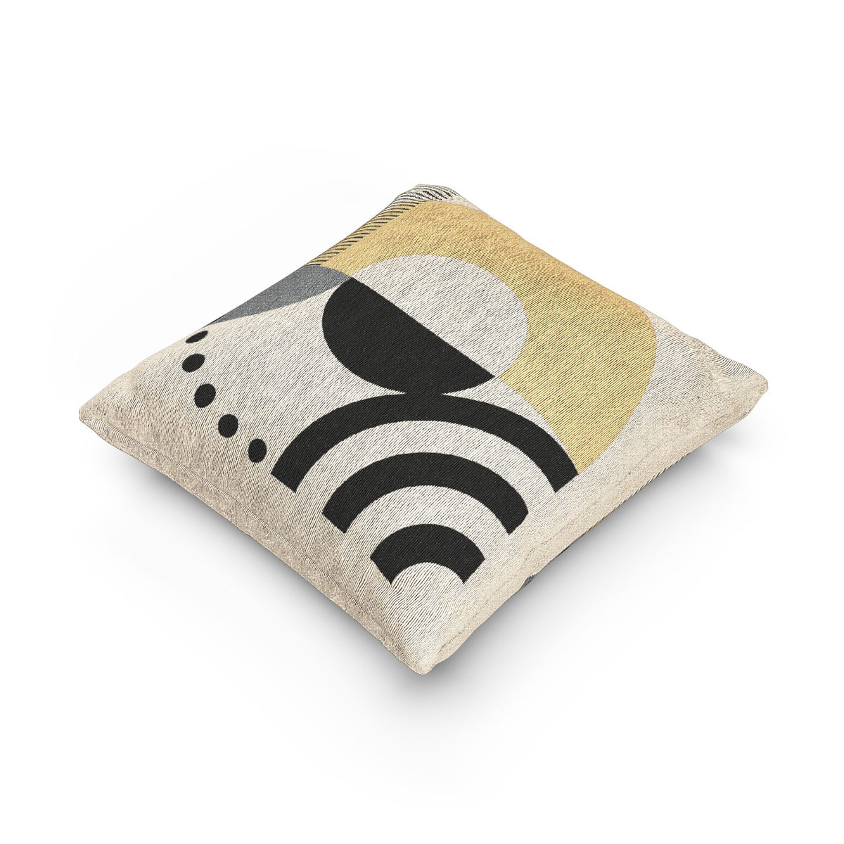 Mid-Century Arc – Geometric Woven Throw Pillow