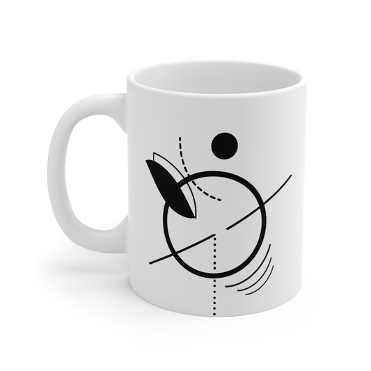 Minimalist Curve Mug | 11oz Ceramic Coffee Mug | Abstract Black Line Art with Architectural Style