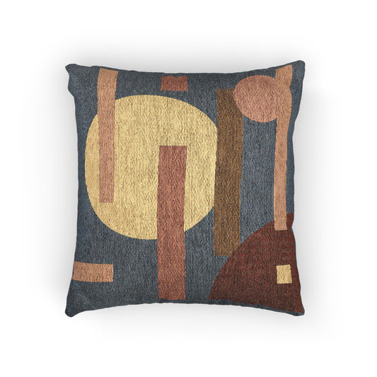 Orbital Composition Throw Pillow – Circles & Bars in Earth & Citrus Tones