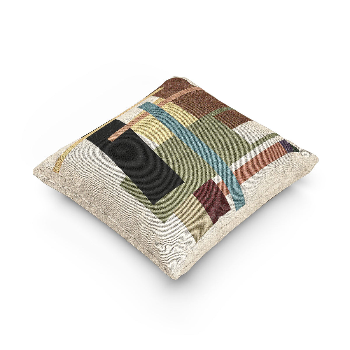 Chromatic Grid Throw Pillow – Abstract Geometry in Earth & Jewel Tones