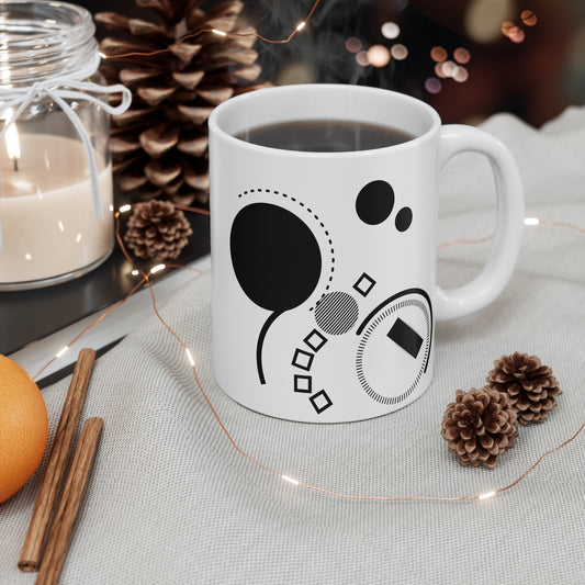Zen Arc Mug | 11oz Ceramic Coffee Mug | Minimalist Abstract Line Art in Black