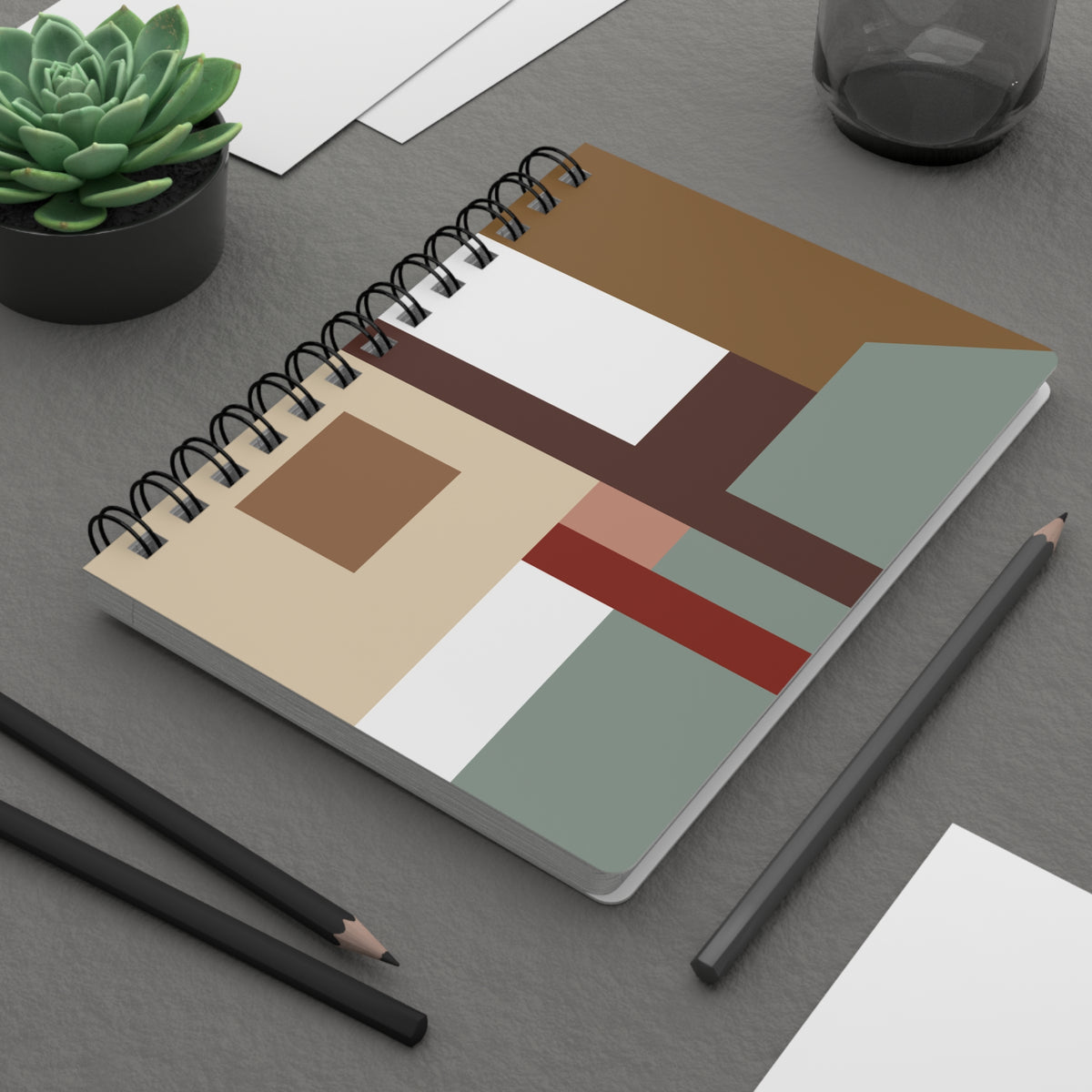 Gallery Wall Geometric Art Journal - Autumnal & Neutral Hues | Stylish Notebook for Creative Writing, Sketching, Gift for Artists, Minimalist Stationery