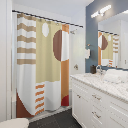 Abstract Geometric Shower Curtain – Warm Modern Balance