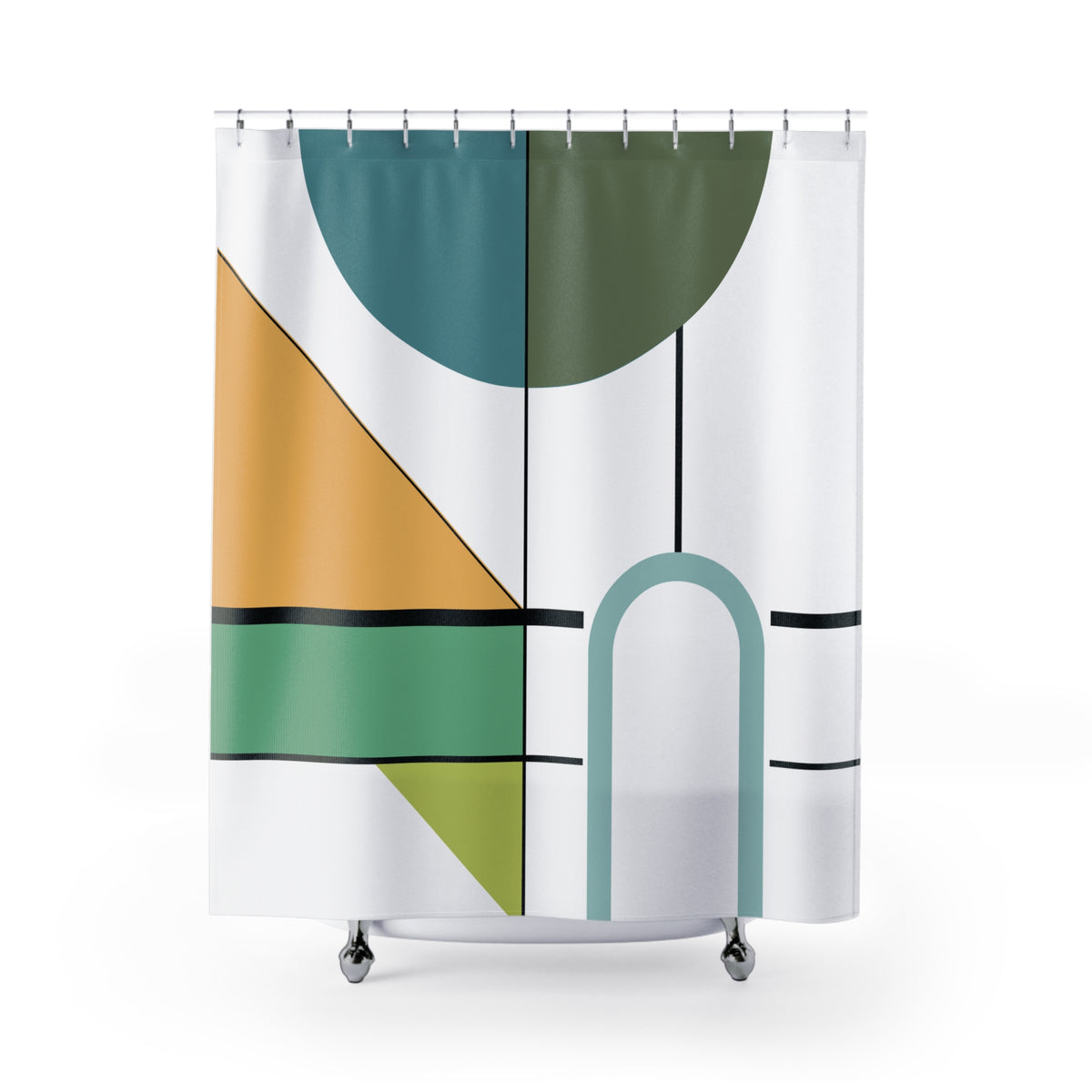 Modern Abstract Geometric Shower Curtain – Clean Bold Balance