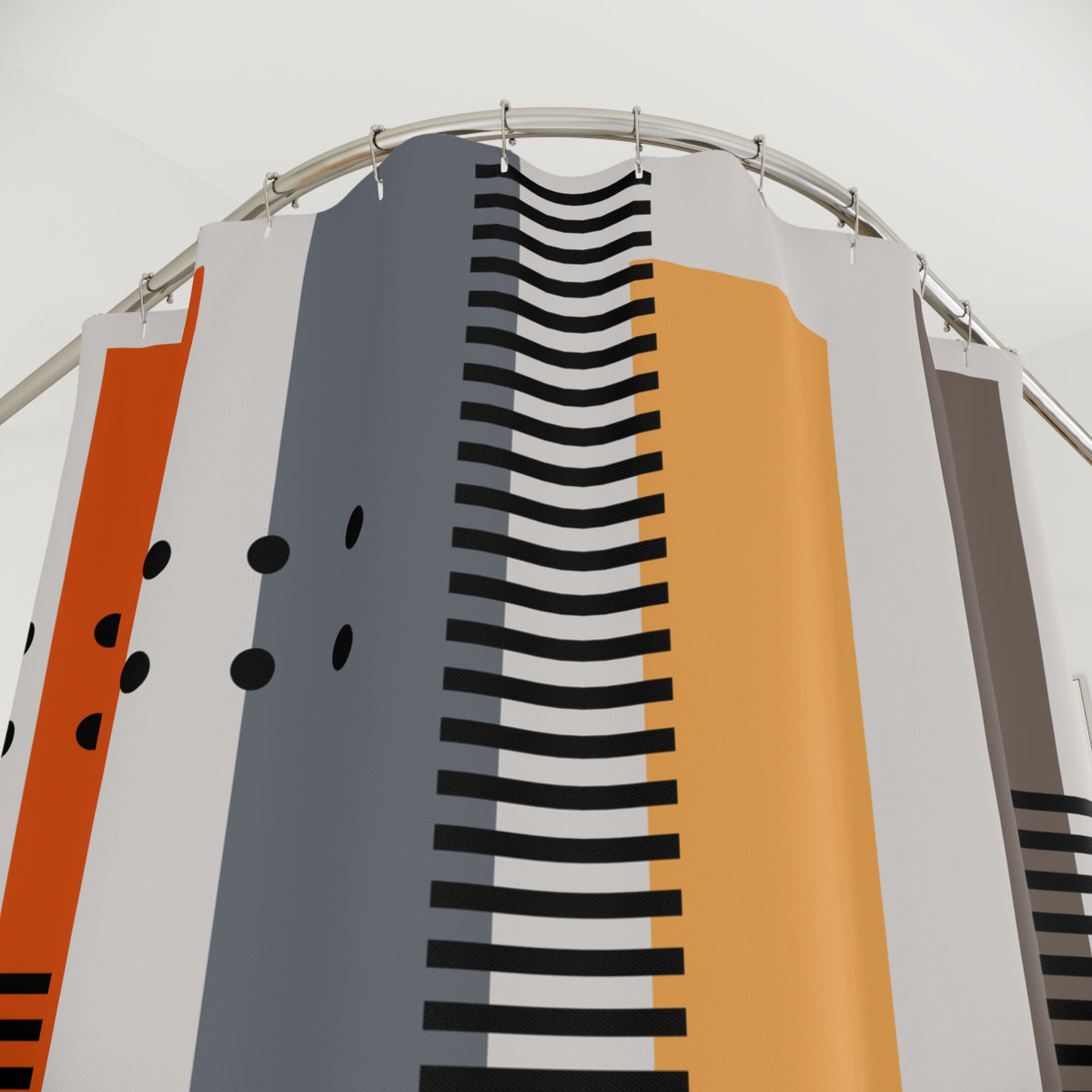 Mid-Century Modern Striped Shower Curtain | Retro Vertical Geometric Art