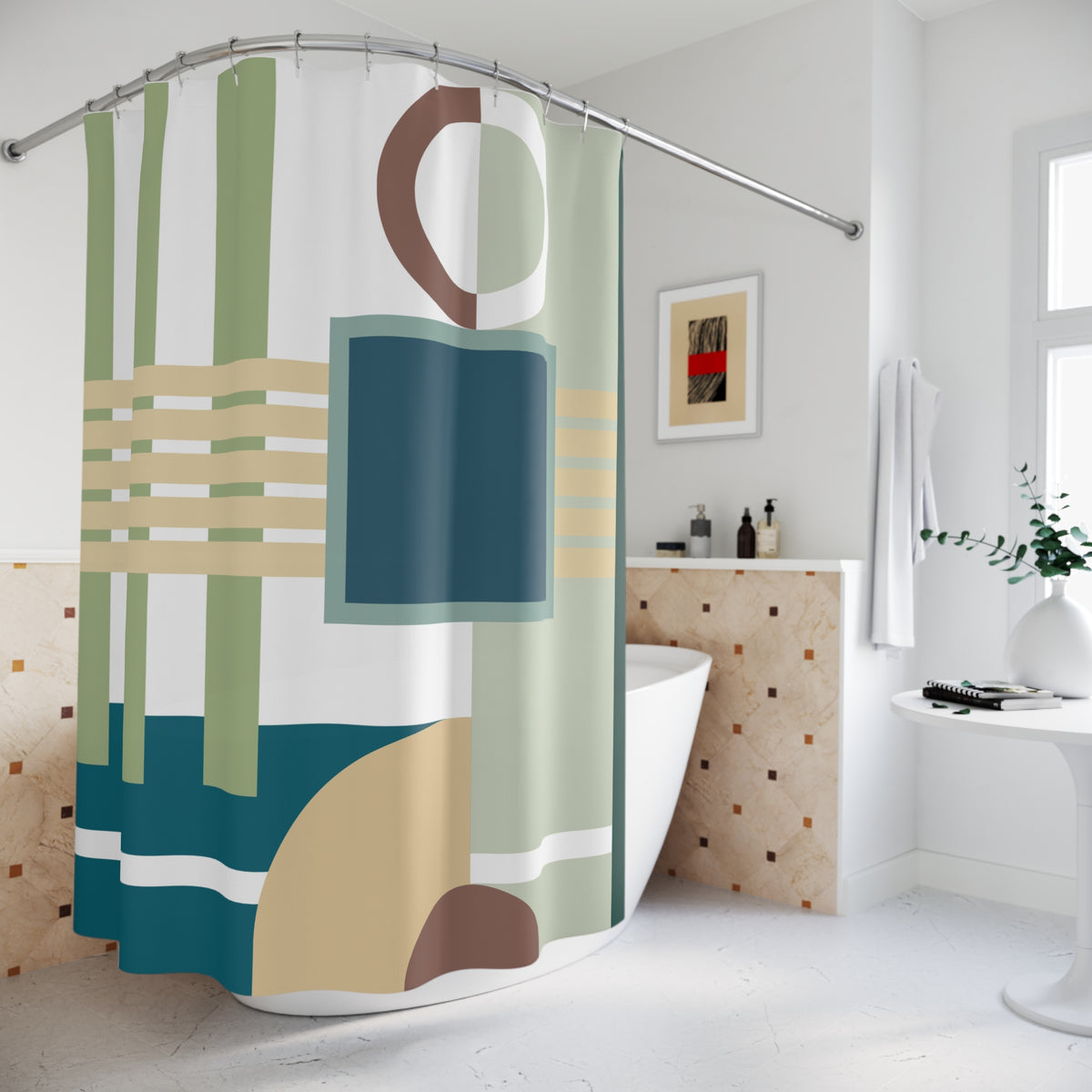 Cozy Modern Geometric Shower Curtain